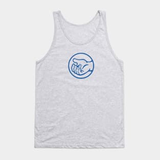 A small bird in a hand, as a symbol of care and compassion in blue ink Tank Top